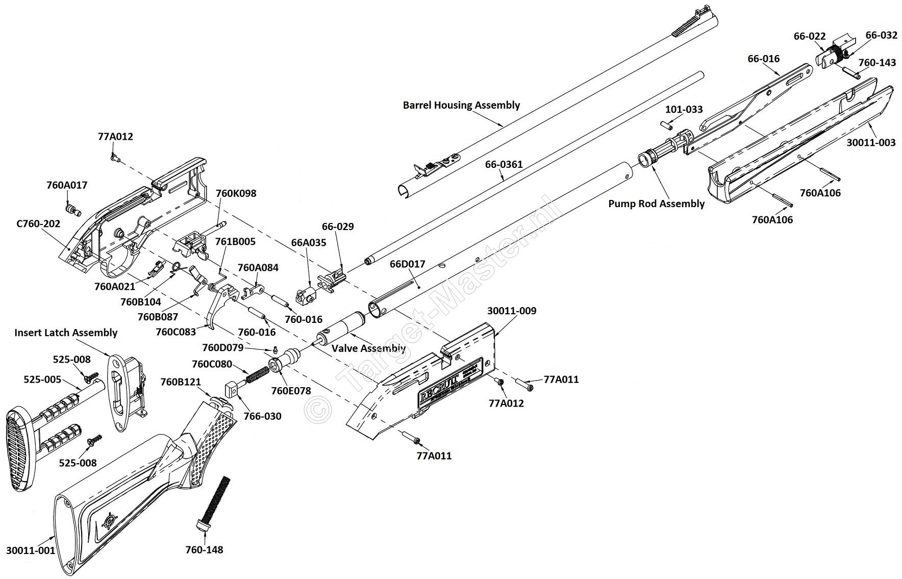 30011, Parts Drawing A, Crosman Torrent SX 30011